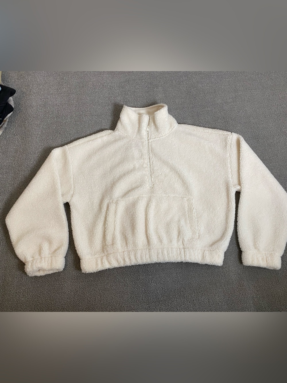 American Eagle Outfitters Cream Teddy Half-Zip Pullover- Soft Cozy Oversized